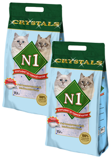 Наполнитель для туалета кошек №1 Crystals силикагелевый, 2 шт по 12,5 л N1