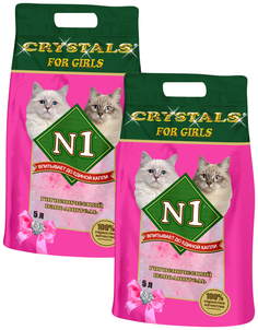 Наполнитель для туалета кошек №1 Crystals For Girls силикагелевый, 2 шт по 5 л N1