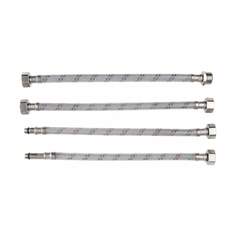 AQUALINE Подводка гибкая для смесителя нейлон/ПВХ (стальная гайка) - 200 см (пара), 4894 (