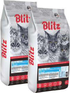 Сухой корм для кошек Blitz Classic Adult Cat Sterilised, курица, 2 шт по 10кг