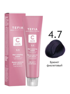 TEFIA ABS Крем-краска для волос с маслом монои, 60 мл Брюнет фиолетовый 4.7