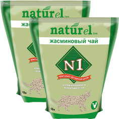 Наполнитель для туалета кошек №1 Naturel Жасминовый чай комкующийся, 2 шт по 4,5 л N1