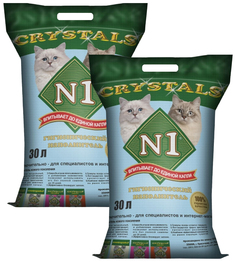 Наполнитель для туалета кошек №1 Crystals силикагелевый, 2 шт по 30 л N1