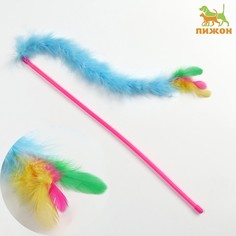 Игрушка для кошек Пижон Дразнилка меховая Длинный хвост, голубая