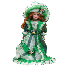Кукла коллекционная керамика "Фрейлина Абигейл в изумрудном платье" 40 см No Brand