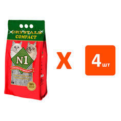 Наполнитель для туалета кошек №1 Crystals Compact комкующийся, 4 шт по 5 л N1