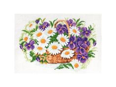 Рисунок на канве «Ромашки и виола» Матренин посад