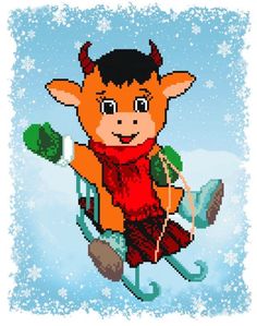 Рисунок на ткани «Бычок на санках» Матренин посад