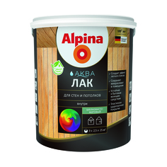 ЛАК АКРИЛОВЫЙ "АКВА" ДЛЯ СТЕН И ПОТОЛКОВ ШЕЛКОВИСТО-МАТОВЫЙ 2,5 Л (1/4) "ALPINA"