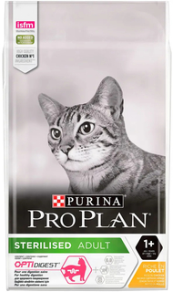 Сухой корм для кошек Pro Plan Cat Optidigest Sterilised курица, 2 шт по 0,4 кг