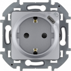 Розетка 2К+З немецкий стандарт 16А 250В со встроенным зарядным устройством USB C 1.5А 5В I Legrand