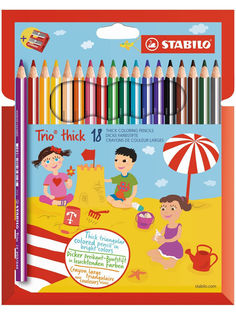 Цветные карандаши STABILO Trio 203/2-18 утолщенные + точилка, 18 цветов