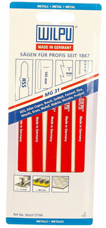 Пилки для лобзика MG31 WILPU, 0257000005