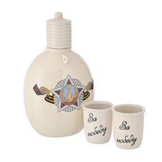 Штоф со стопками "День Победы". Гжель Russia The Great