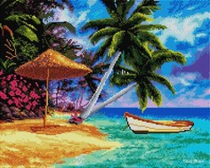 PaintBoy Алмазная вышивка Лодка на тропическом острове UA162, 40x50 см
