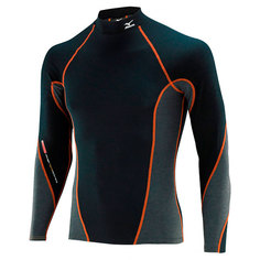 Термолонгслив Mizuno Virtual Body High Neck, черный/серый, M