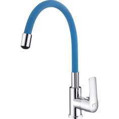Смеситель для кухни Maxonor гибкий излив, с гайкой, синий/хром MN70112-4