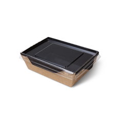 Контейнер бумажный с пластиковой крышкой Eco OpSalad Black Edition 500 мл 50 шт No Brand