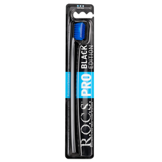 Зубная щетка R.O.C.S. Black edition синяя, средняя