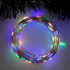 Гирлянда Нить 20 м роса, IP20, серебристая нить, 200 LED, свечение мульти, 12 В No Brand