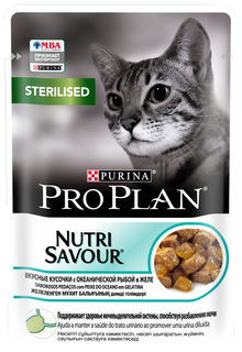 Влажный корм для кошек Pro Plan Nutrisavour Sterilised для стерилизованных, рыба, 85 г