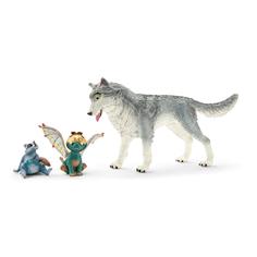 Набор Schleich Волк Лайкос, дракон Нугур и енот Пиу