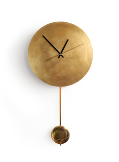 Часы настенные Roomton Солнце с золотым маятником 30 см, латунные, на кухню, в гостиную