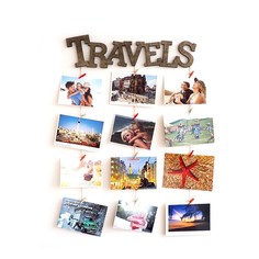 Фоторамка для фото Roomton Travels 40 см деревянная, фоторамка коллаж, держатель для фото