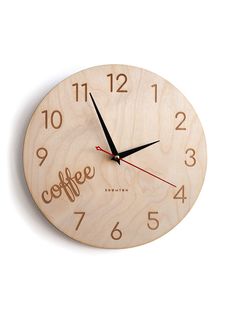 Часы настенные Roomton Coffee на кухню 30 см деревянные, бесшумные, для раскрашивания