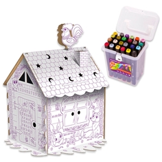 Картонный игровой домик-раскраска Brauberg с маркерами 377895