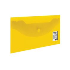 Папка-конверт с кнопкой 250х135мм прозрачная желтая 018мм BRAUBERG 224032 8шт