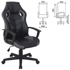 Кресло компьютерное BRABIX "Fighter GM-008", экокожа, черное/серое, 532507 No Brand