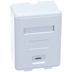 LANMASTER Коробка настенная на 1 порт keystone, с защитными шторками, белая LAN-SA1/S-WH