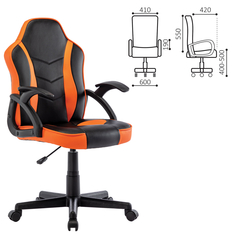 Кресло компьютерное BRABIX "Shark GM-203", экокожа, черное/оранжевое, 532513 No Brand