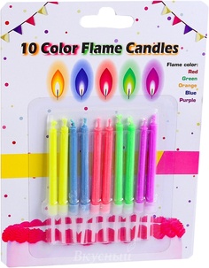 Свечи для торта Цветное пламя 10 Color Flame Candles, 10 шт. No Brand