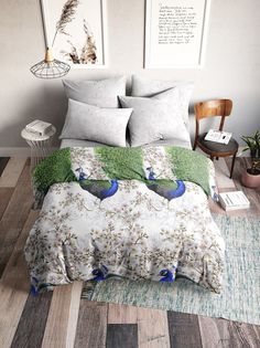 Постельное белье "Веселина" бязь "Павлины компаньон"; 2.0 евро простыня наволочки 70х70 Ночь Нежна