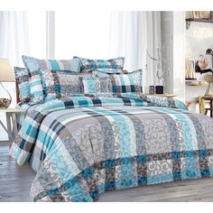 Простыня 140х200 на резинке перкаль Бруно бирюзовый (борт 25 см) Ивановотекстиль