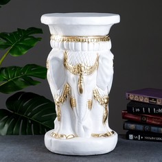 Фигура - подставка "Три слона" бело-золотая, 28х28х50см Хорошие сувениры