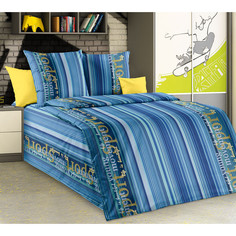 Простыня 90х190 на резинке бязь Спорт синий (борт 20 см) Ивановотекстиль