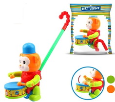 S+S Toys Каталка Обезьянка с барабаном с ручкой 0353 с 1 года
