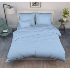 Простыня 200х200 на резинке поплин Небесный (борт 25 см) Ивановотекстиль