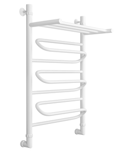 Полотенцесушитель водяной Di Kron 800 мм 500 мм форма змейка с полкой белый матовый