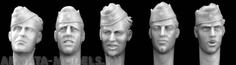 HGH18 5 different heads with German army side cap, WW2 Hornet