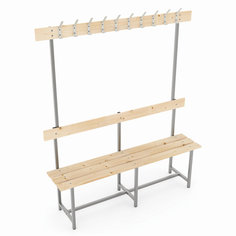 Скамья с вешалкой, спинкой СВТ 5, 1765х1500х395 мм, 10 крючков, каркас металлический сер ТИТАН