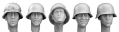 HGH04 5 heads, Ger. WW2 steel helmets Hornet