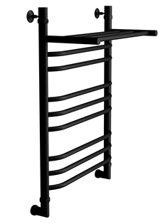 Полотенцесушитель водяной Di Kron 800 мм 500 мм форма лесенка с полкой черный матовый