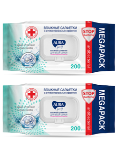 Влажные салфетки Aura Family для всей семьи 200 шт 2 уп
