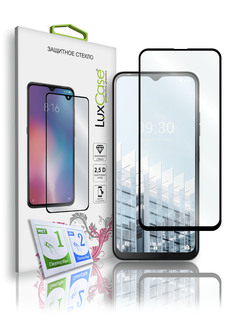 Защитное стекло LuxCase для Tecno POP 6 Pro, 2.5D, Полноклеевое, Черная рамка, 78642