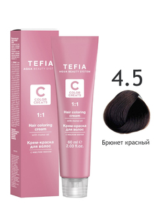 TEFIA ABS Крем-краска для волос с маслом монои, 60 мл 4.5 брюнет красный