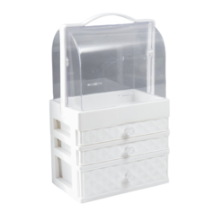 Шкатулка для косметики пластик Ромбы. Белая. 3 ящика 42х16,5х25 см Sima Land